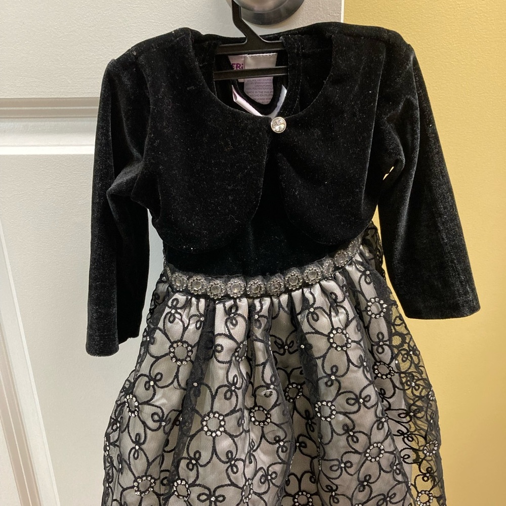 Black party wear dress with a shrug